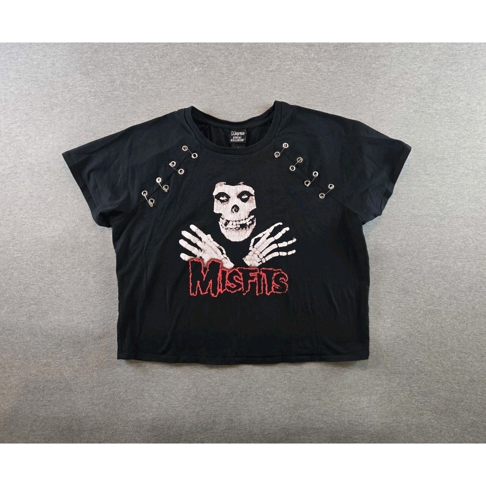 Misfits x Social Collision Top Womens 2 XS /‎ S Black Band Oversized Tee Punk